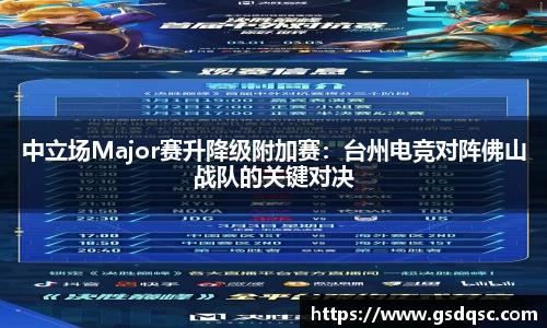 中立场Major赛升降级附加赛：台州电竞对阵佛山战队的关键对决