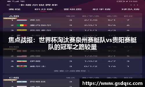 焦点战报：世界杯淘汰赛泉州赛艇队vs贵阳赛艇队的冠军之路较量